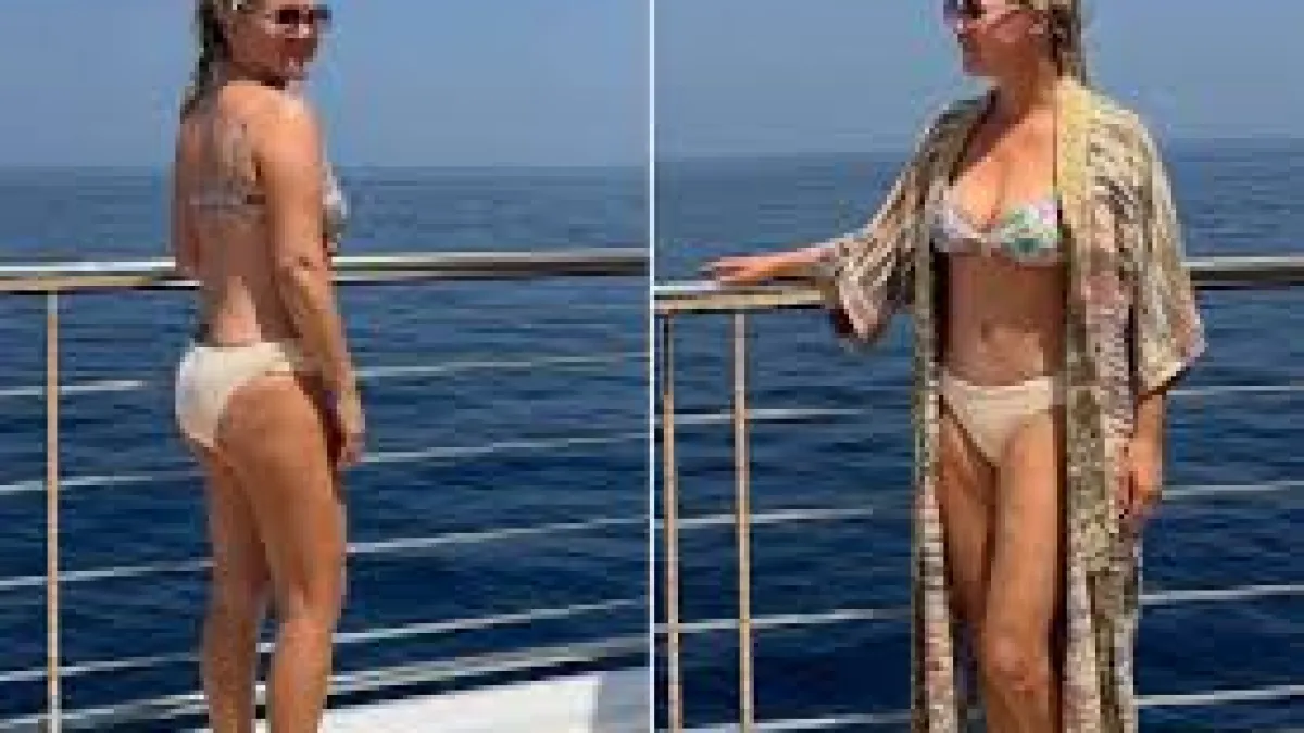 Amy Schumer exibe biquíni floral em fotos de viagem